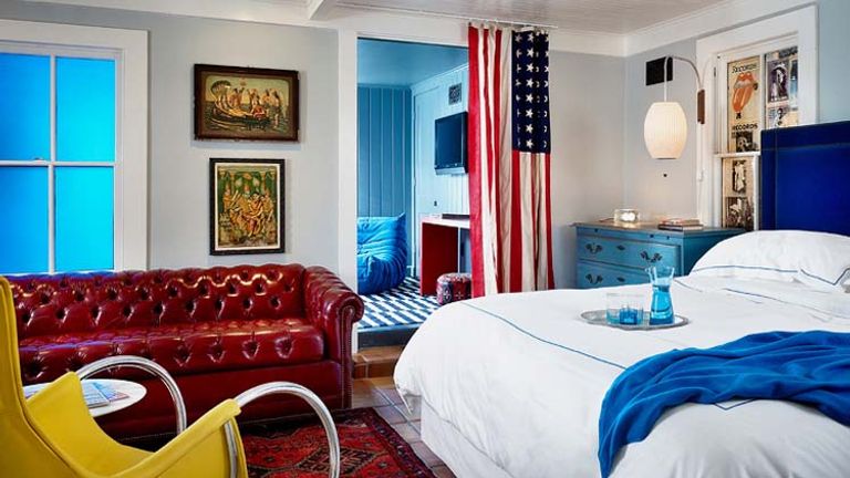 Guestrooms at the Hotel Saint Cecilia were inspired by writers of the 1960s, such as William Burroughs, and the music of the Rolling Stones. // © 2013 Austin Convention & Visitors Bureau