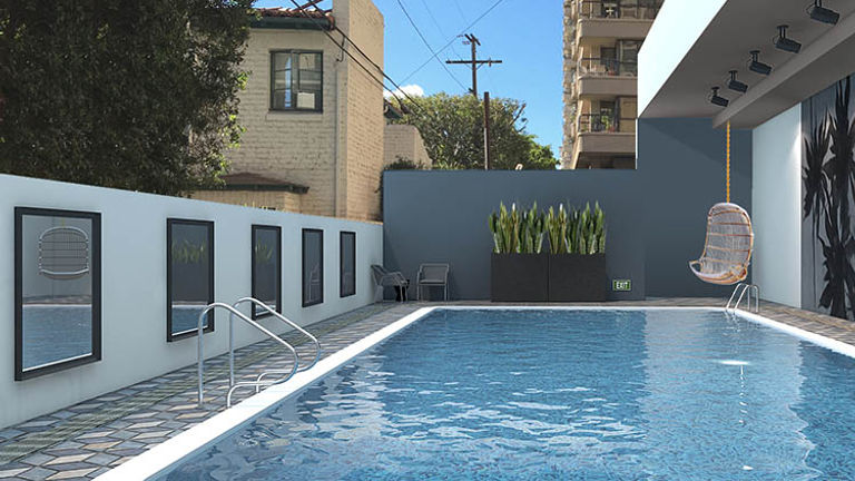 Take a dip in the property’s private pool. // © 2017 Kimpton Hotel Palomar Los Angeles – Beverly Hills