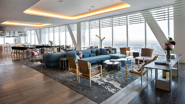 All guestrooms are accessed from the 70th-floor lobby. // © 2017 Maya Myers Photography