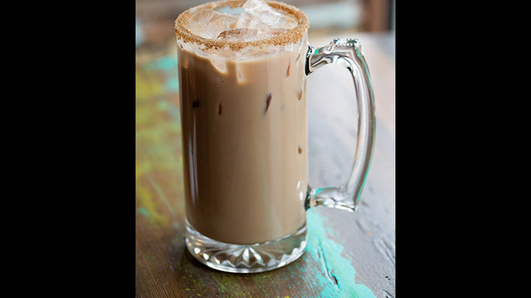 The Painted Burro's popular 'Hair of the Dog' drink is made of horchata iced coffee, RumChata and espresso liqueur. // © 2015 The Painted Burro