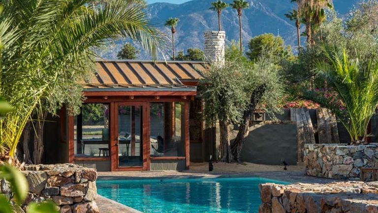 The San Jacinto Mountains are visible from the Sparrows’ pool. // © 2013 Mark Davidson