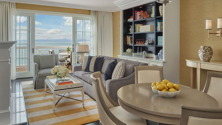To fall asleep to the sounds of the ocean, splurge on a suite in front of Miramar Beach.