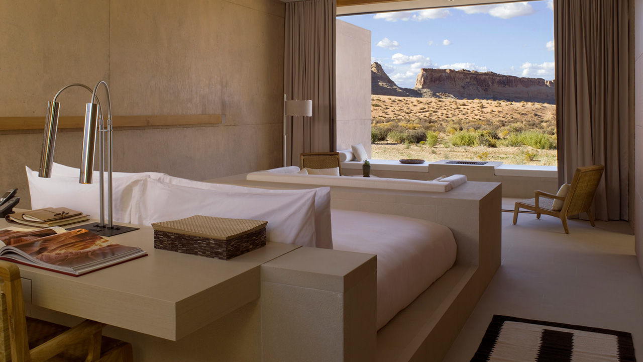 Guestrooms at Amangiri feature views of the desert.