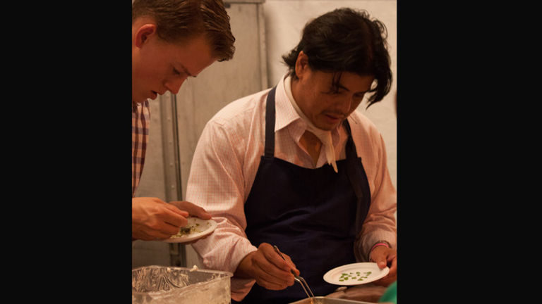 Chef Gary Menes of Le Comptoir, a 12-person, counter-only, dining experience that sources ingredients from local farms // © 2013 Mindy Poder