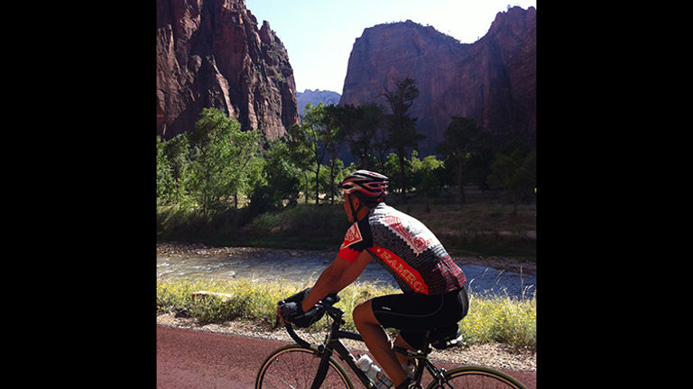 Biking along the Virgin River is peaceful and quiet, and cyclists may be able to spot wildlife as they ride. // © Bicycle Adventures