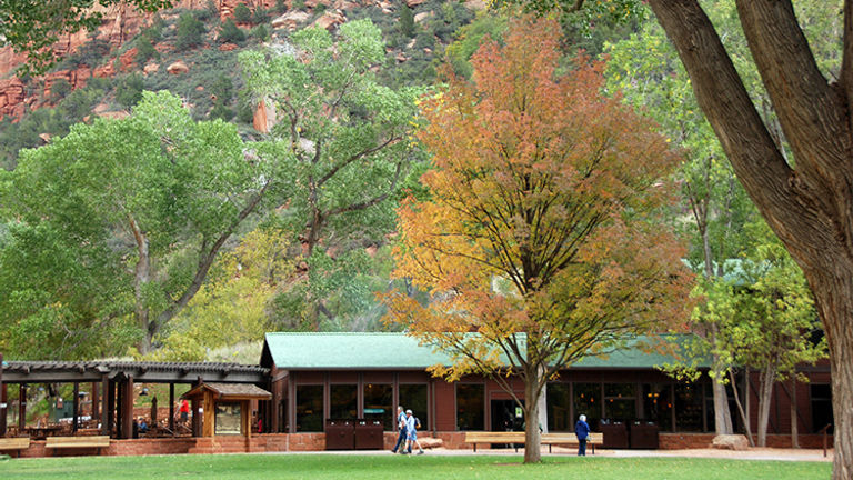 Zion Lodge is the only in-park lodging available. // © 2016 NPS Photo/Bryanna Plog