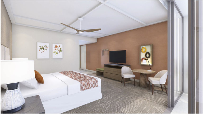 The newly renovated guestrooms reflect Hawaiian culture.
