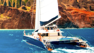 First-time Kauai visitors should book a catamaran tour along the Napali Coast. // © 2015 Andy’s Sailing Adventures