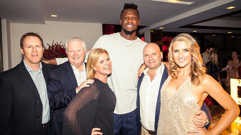 Samantha Davis (third from left) at Excite Holidays' U.S. launch party in West Hollywood, Calif., on Nov. 30, 2017.