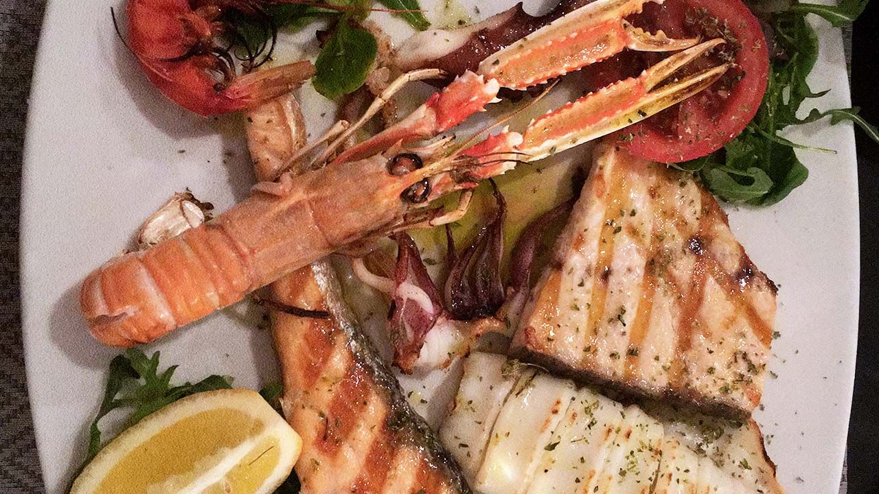 Oste dello Stabile’s grilled seafood plate