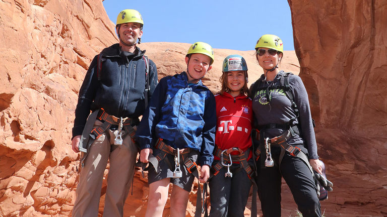 The writer (far right) and her family in Moab, Utah.