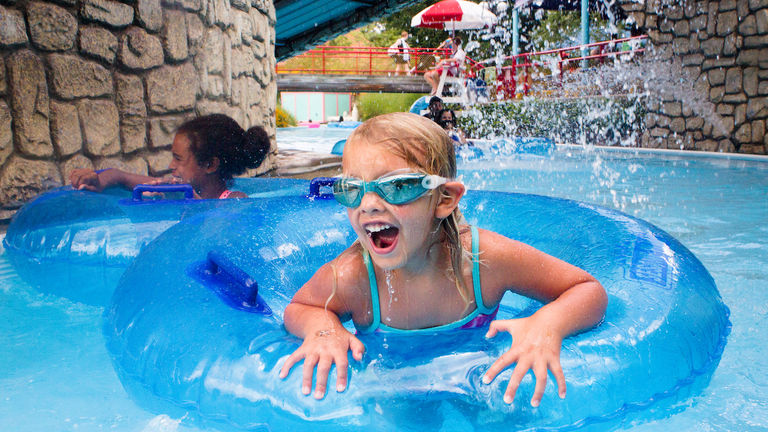 Big Bird’s Rambling River pulls single and double inner tube riders around the park.