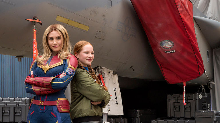 Captain Marvel inspires guests to go “Higher, Further, Faster.”