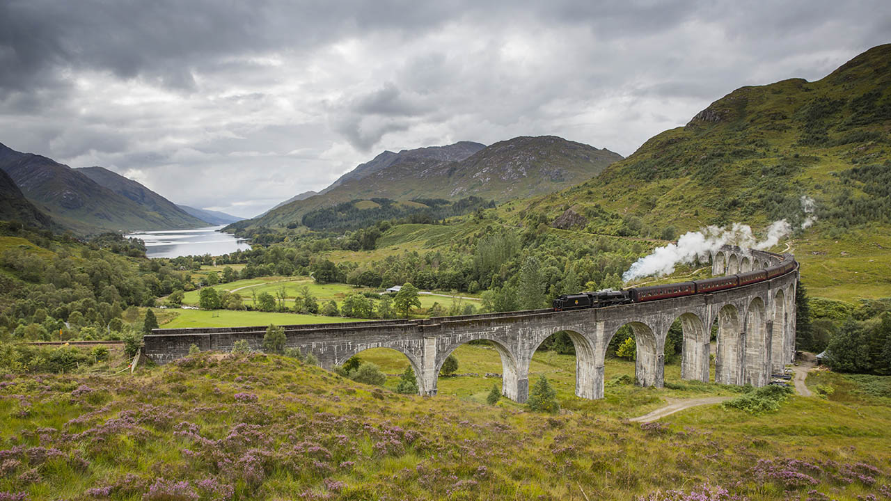 The Glenfinnan Viaduct has become famously known as the “Harry Potter Bridge.”