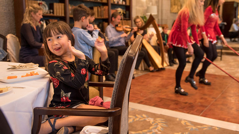 Olivia enjoys the farewell dinner at Dromoland, which featured live Irish dancing, music and dinner.