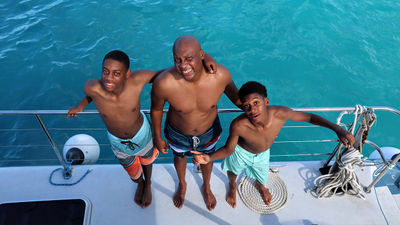 The author (right) with his brother and father in Bermuda.