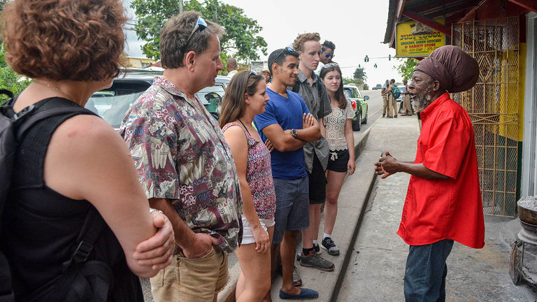 Tours to Ocho Rios stop to visit “The Puddin’ Man” and taste his sweet potato pudding.