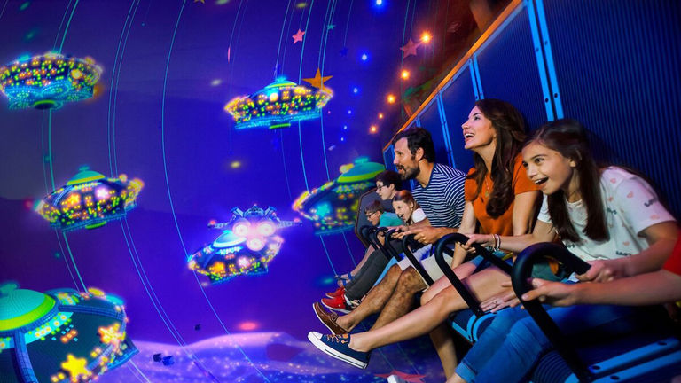 The land's flagship ride is Emmet’s Flying Adventure, a virtual flight over “The Lego Movie” universe.