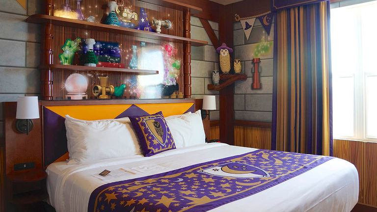 Legoland Castle Hotel features Lego sculptures.