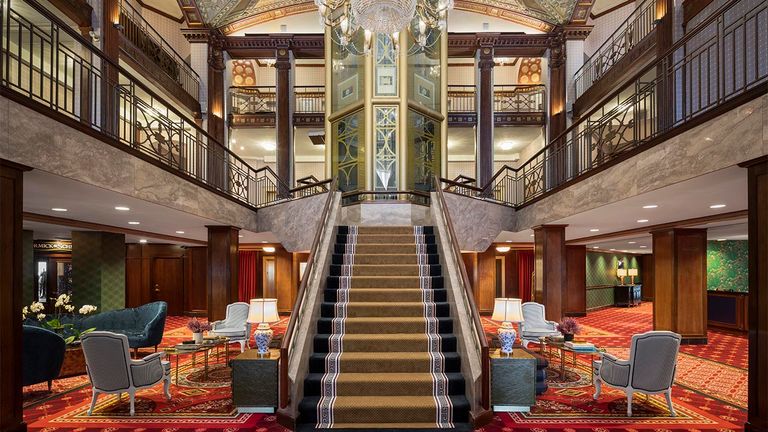 Kids will love the Willy Wonka-style glass and brass elevator at Graduate Providence hotel.