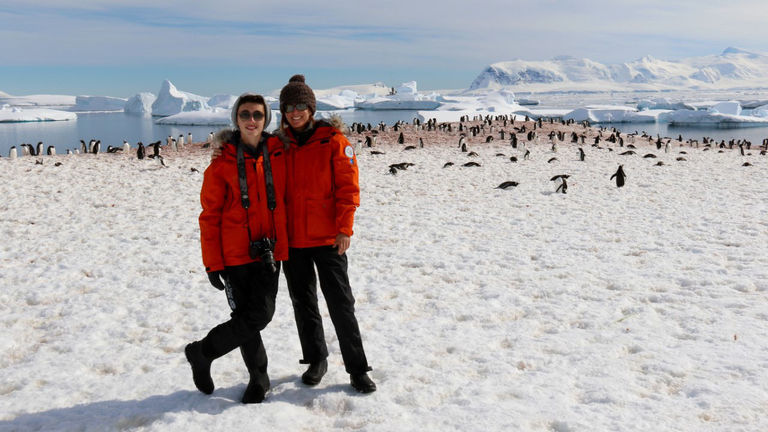 O'Shaughnessy and her son on a recent trip to Antarctica