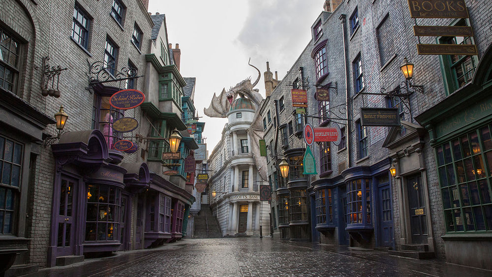 Harry Potter fans should visit Universal Orlando, where they can walk down Diagon Alley.