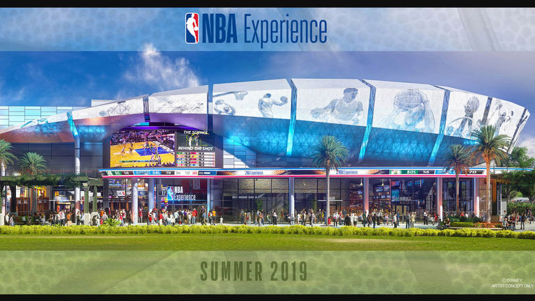 The NBA Experience building design is inspired by the architecture of NBA arenas around the country.