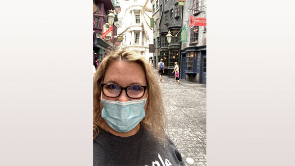 Travel advisor Sonya Toole Little at Universal Studios Florida on June 3, two days ahead of the park's reopening to guests