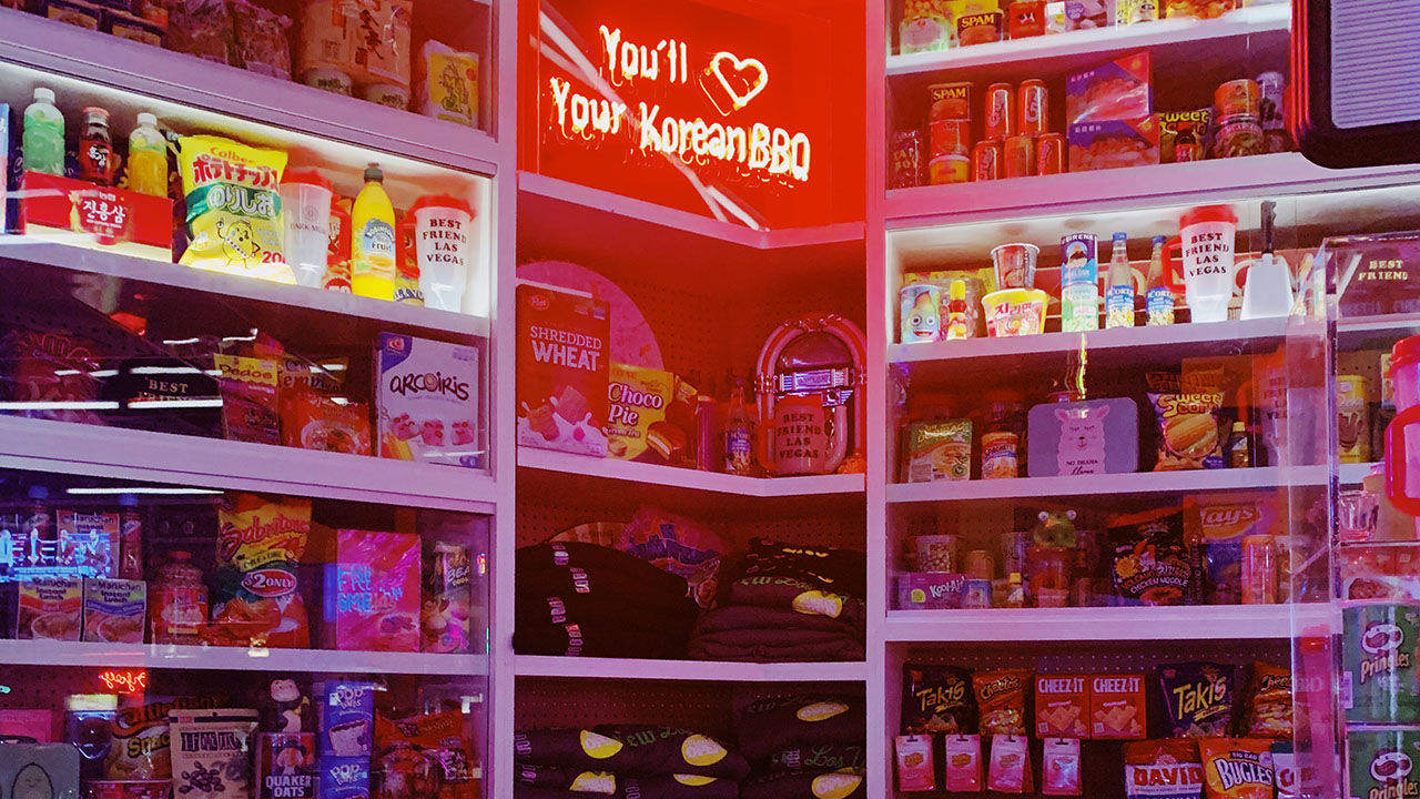A fun storefront and bodega greets visitors to Best Friend in Las Vegas.