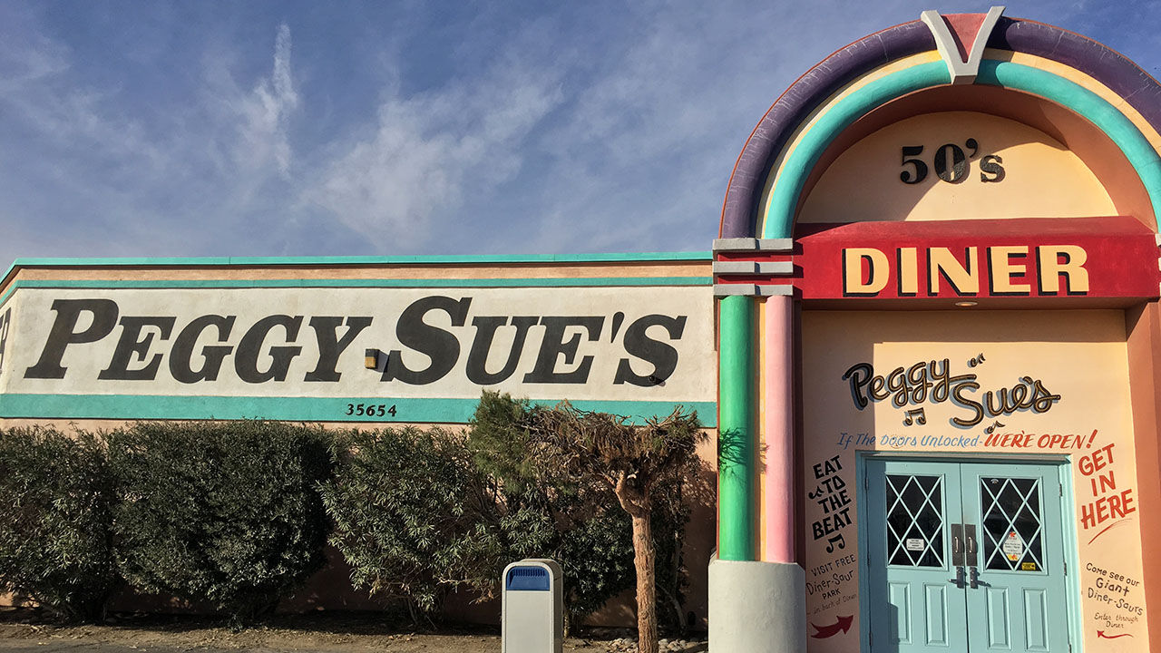 Peggy Sue’s 50’s Diner is a must-stop on your way to or from Mojave National Preserve in California.