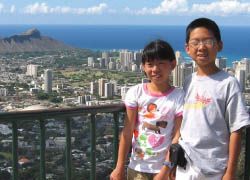 Megan and her brother Justin (age 12) enjoy the views of Oahu
