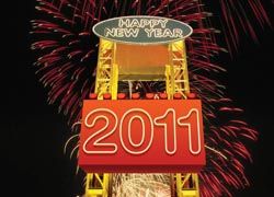 A Lego brick drops into 2011. // © 2010 legoland