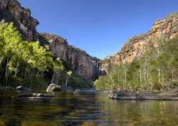 Jim Jim Falls is part of the South Alligator River in the Kakadu National Park. // © Tourism Australia