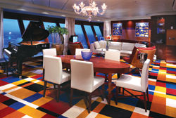 Norwegian Cruise Line’s Dawn features a full-scale living room in the Garden Villa. // (c) NCL