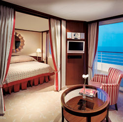 A Penthouse Suite with Verandah on Crystal Serenity caters to luxury passengers. // (c) Crystal Cruises