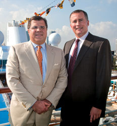 Left: Frank Del Rio, chairman & CEO of Prestige Cruise Holdings, Inc. Right: Bob Binder, president of Oceania Cruises // (c) Len Kaufman