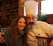 Assistant Editor Mindy Poder and Restaurante Arce’s chef Inaki Camba collaborate on the menu before lunch. // © 2011 Mindy Poder