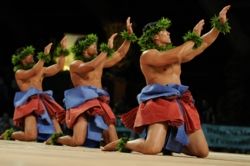 Members of Ke Kai O Kahiki performing at the 2009 Merrie Monarch Festival.// (c) 2009