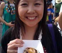 Savoring my first taste of barbecued abalone at the Kapiolani Community College Farmers’ Market in Honolulu // © 2011 Candice Lee Kraughto