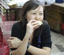 Having fresh durian for the first time in Singapore // © 2011 Deanna Ting
