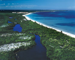 An aerial overview of the Mayakoba development