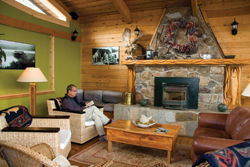 The lounge at the West Coast Wilderness Lodge // (c) Janice Mucalov
