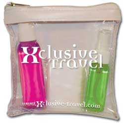 Personalized Transportation Security Administration (TSA)-compliant travel kit.