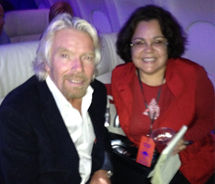 Sir Richard Branson and TravelAge West’s Ana Figueroa on the inaugural Virgin flight to Palm Springs. // © 2011 Ana Figueroa Sir Richard Branson and TravelAge West’s Ana Figueroa on the inaugural Virgin flight to Palm Springs. // © 2011 Ana Figueroa
