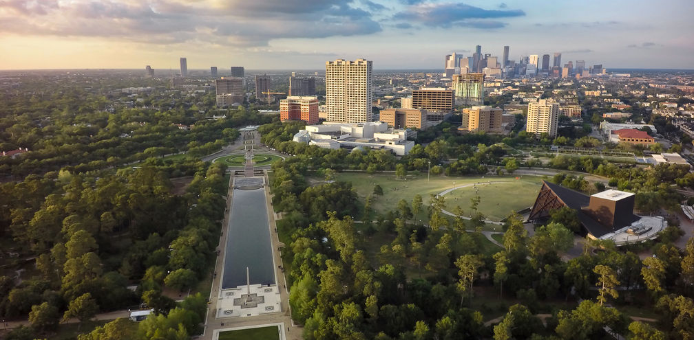 Downtown Houston skyline from Hermann Park