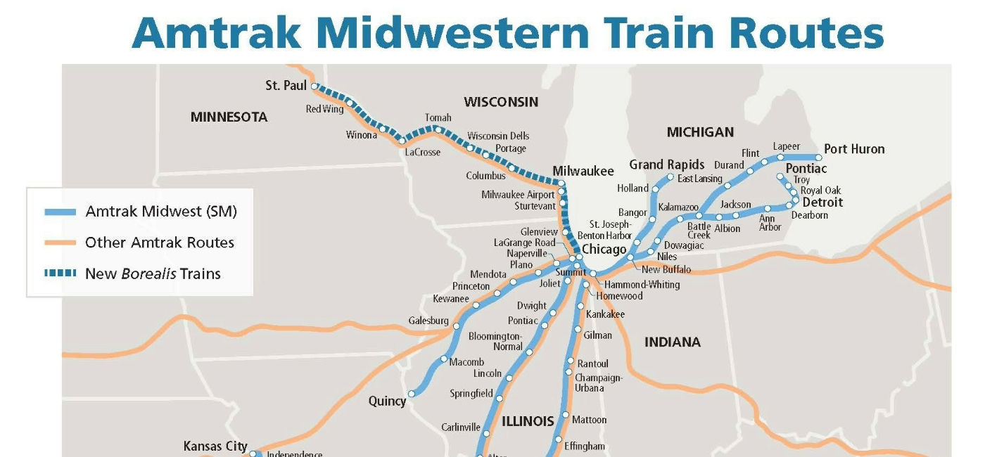 Image: Amtrak's Midwestern train routes are expanding with the Borealis train.  (Photo Credit: Amtrak)