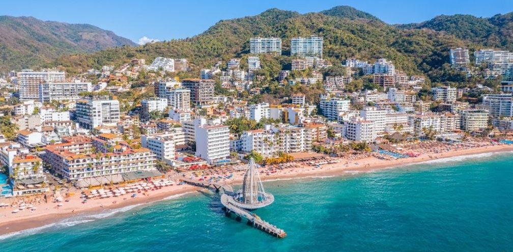 An aerial view of Puerto Vallarta's coastline