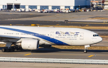 An El Al Airlines Boeing 777 taxis at JFK Airport.