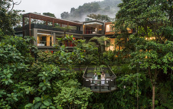 Located in Ecuador's cloud forest, the 24-room hotel is immersed in nature