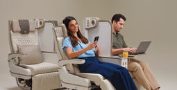 Emirates upgraded premium economy seat with privacy divider